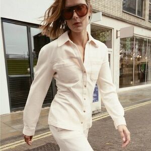 Zara Cream Women's Fitted Denim Shirt